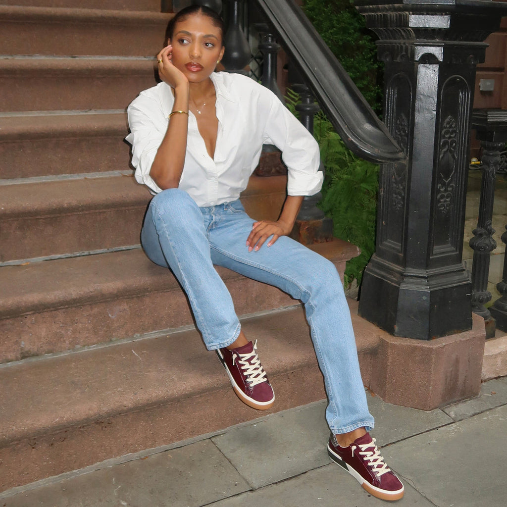 ZINA SNEAKERS BURGUNDY CRINKLE PATENT - re:vita