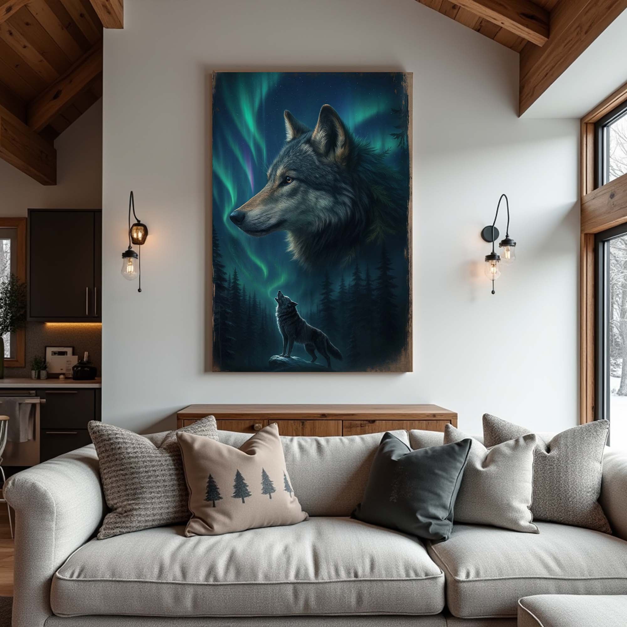 Wolf Double Exposure Wall Art IV