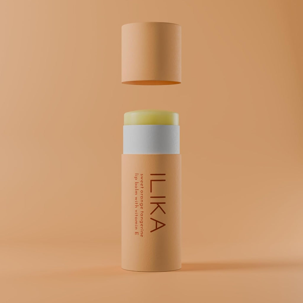 ILIKA 100% Natural Lip Balm - 2X Volume, Organic, Plastic-free, Vegan, Cruelty-Free, COSMOS Certified Organic, PETA Certified, Plant-Based, Biodegradable Tube, 2 Pack, Orange Tangerine - 0.3 Oz each