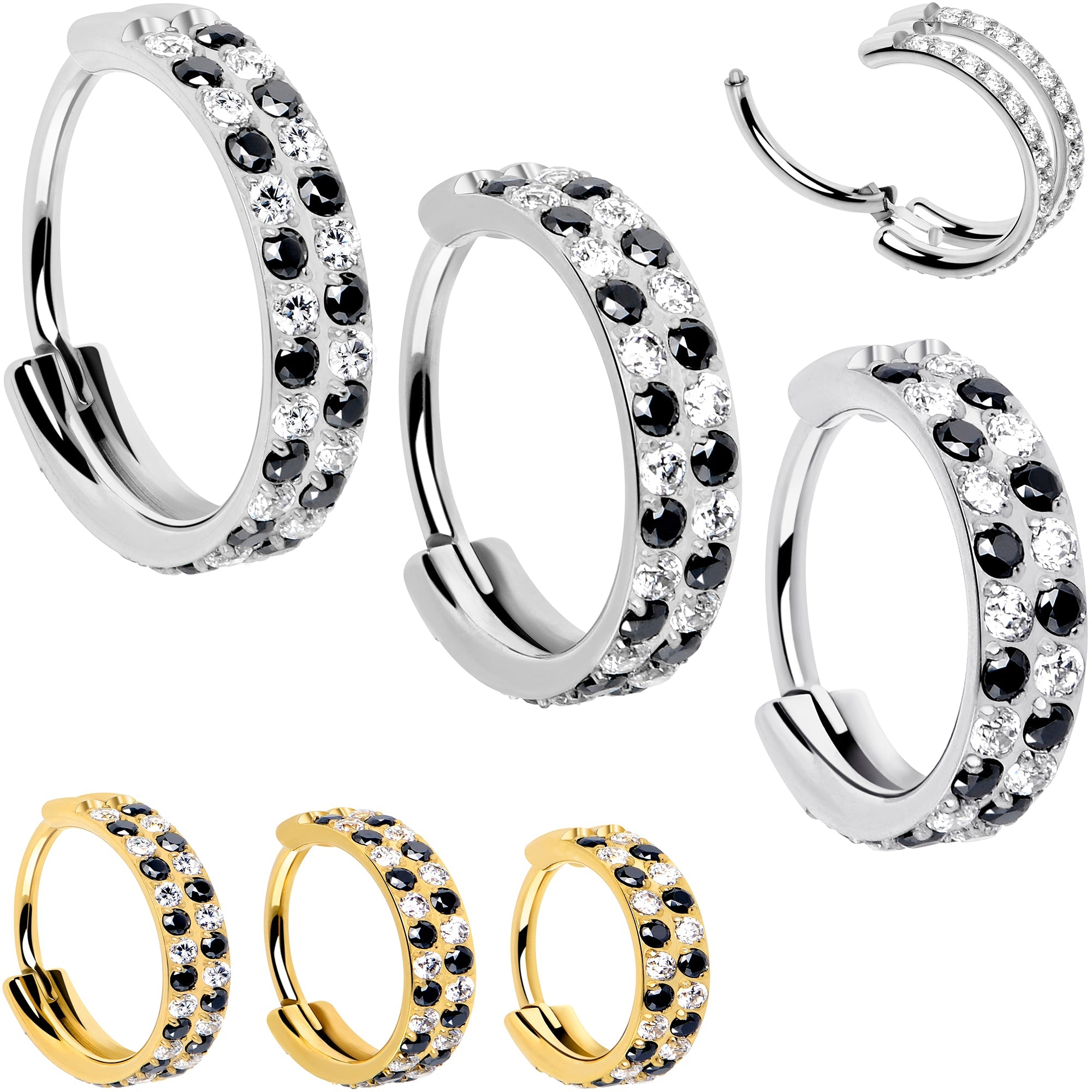 20G CZ Double Row Checkerboard Implant Grade Titanium Nose Hoop