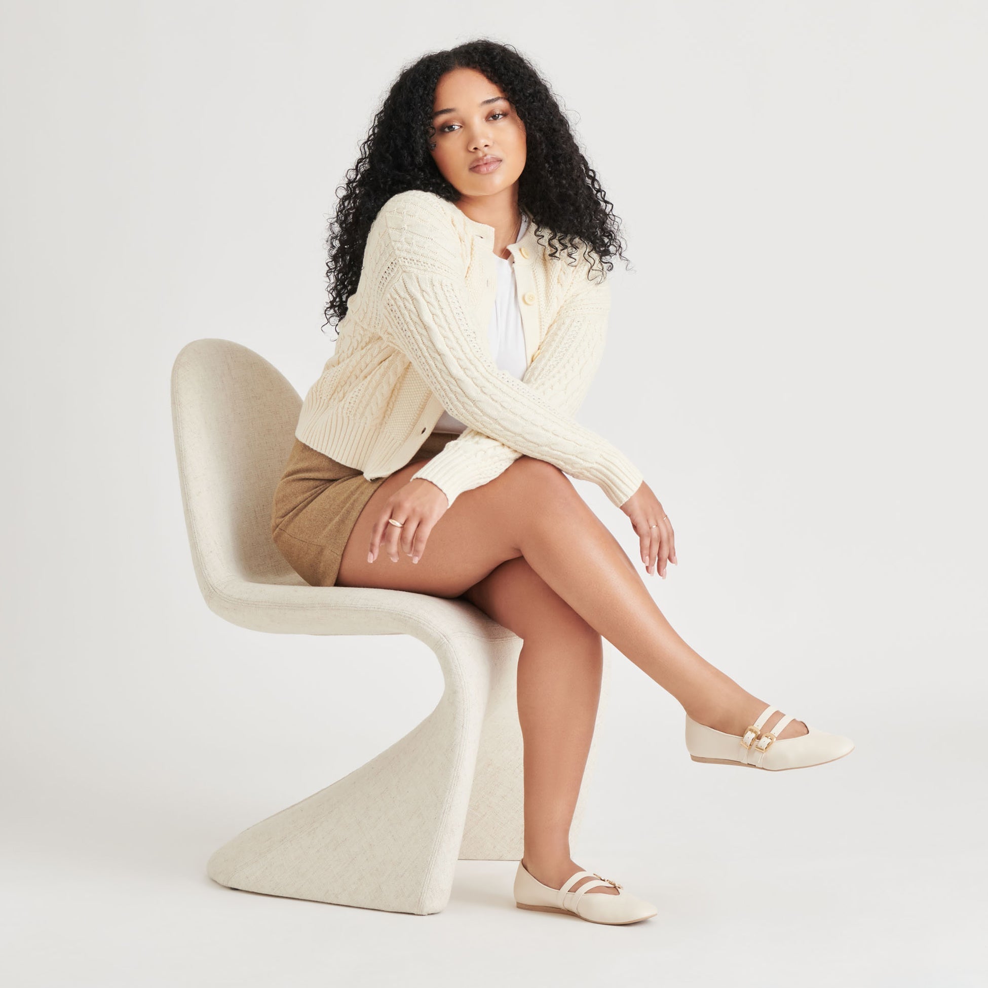 BAYLEE BALLET FLATS IVORY LEATHER - re:vita