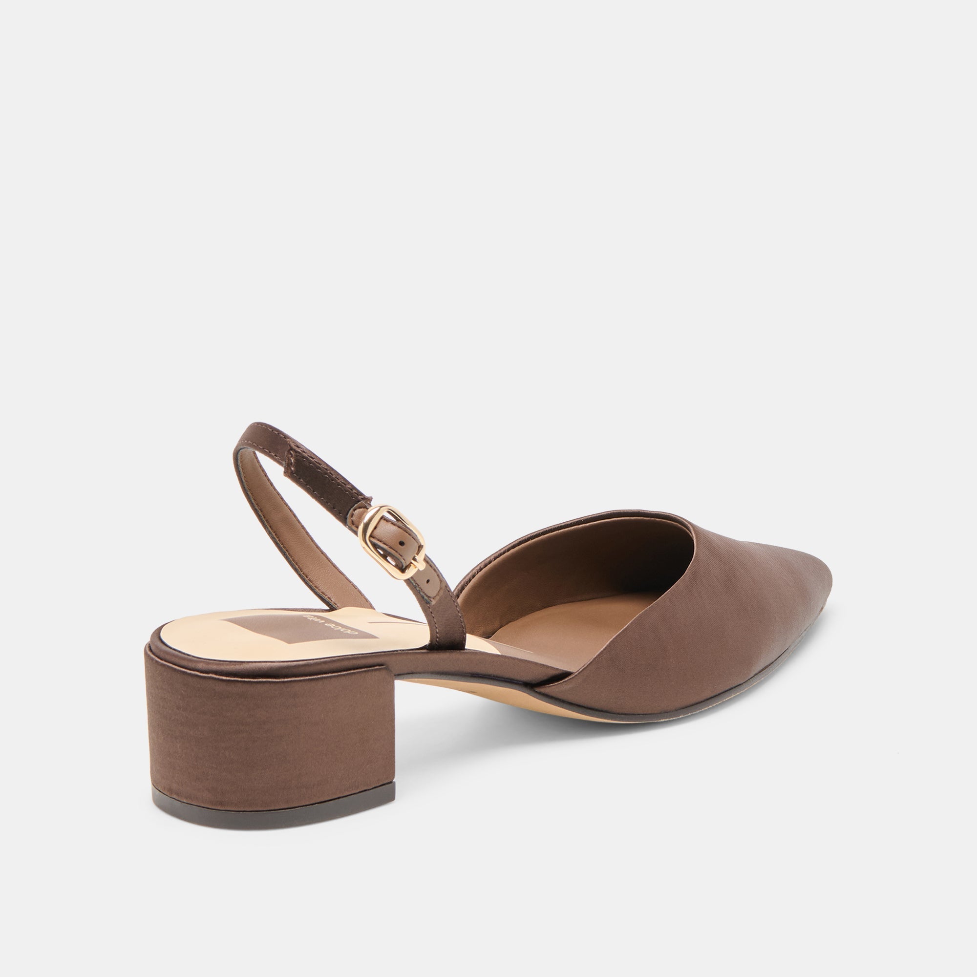 CAREL HEELS DK BROWN SATIN - re:vita