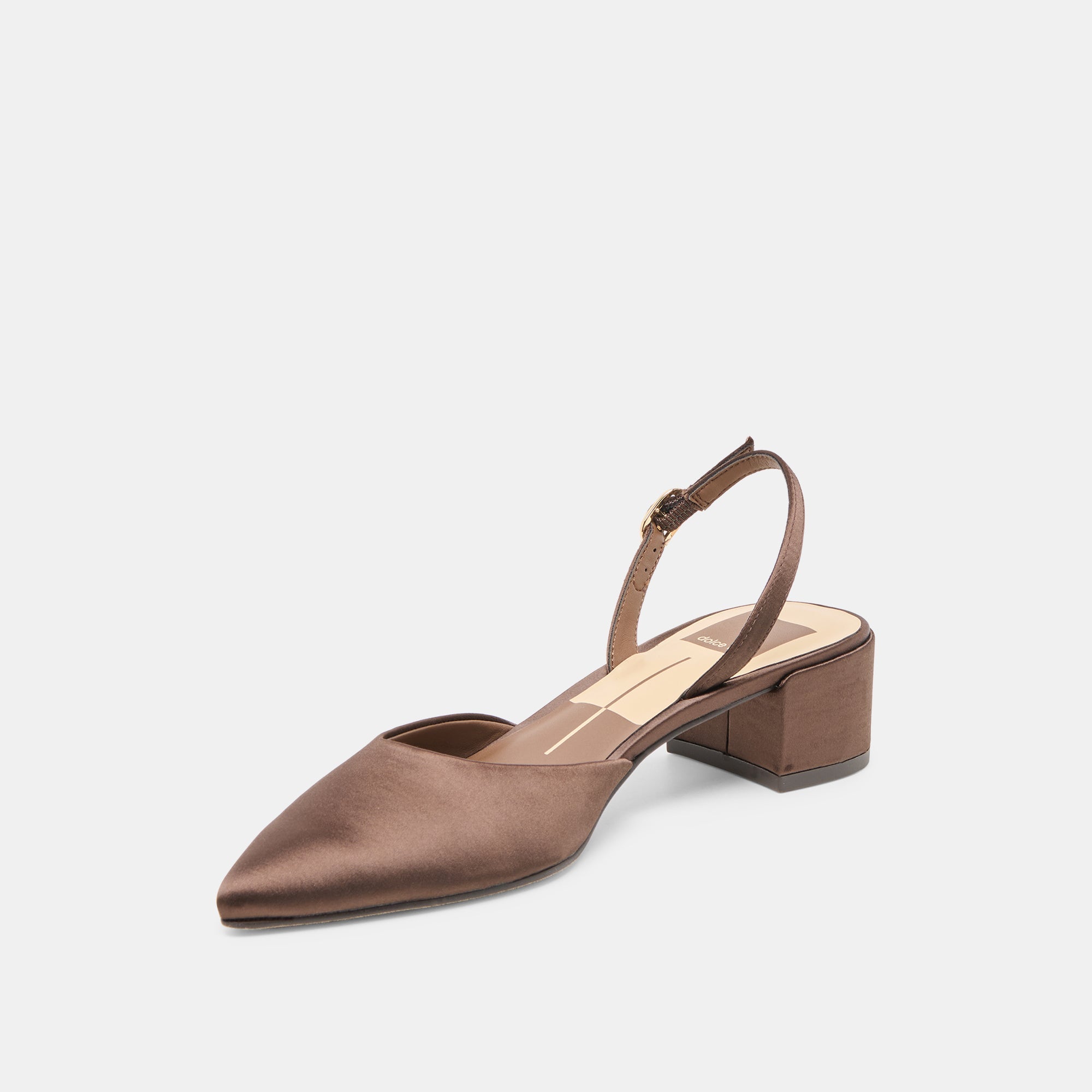 CAREL HEELS DK BROWN SATIN - re:vita