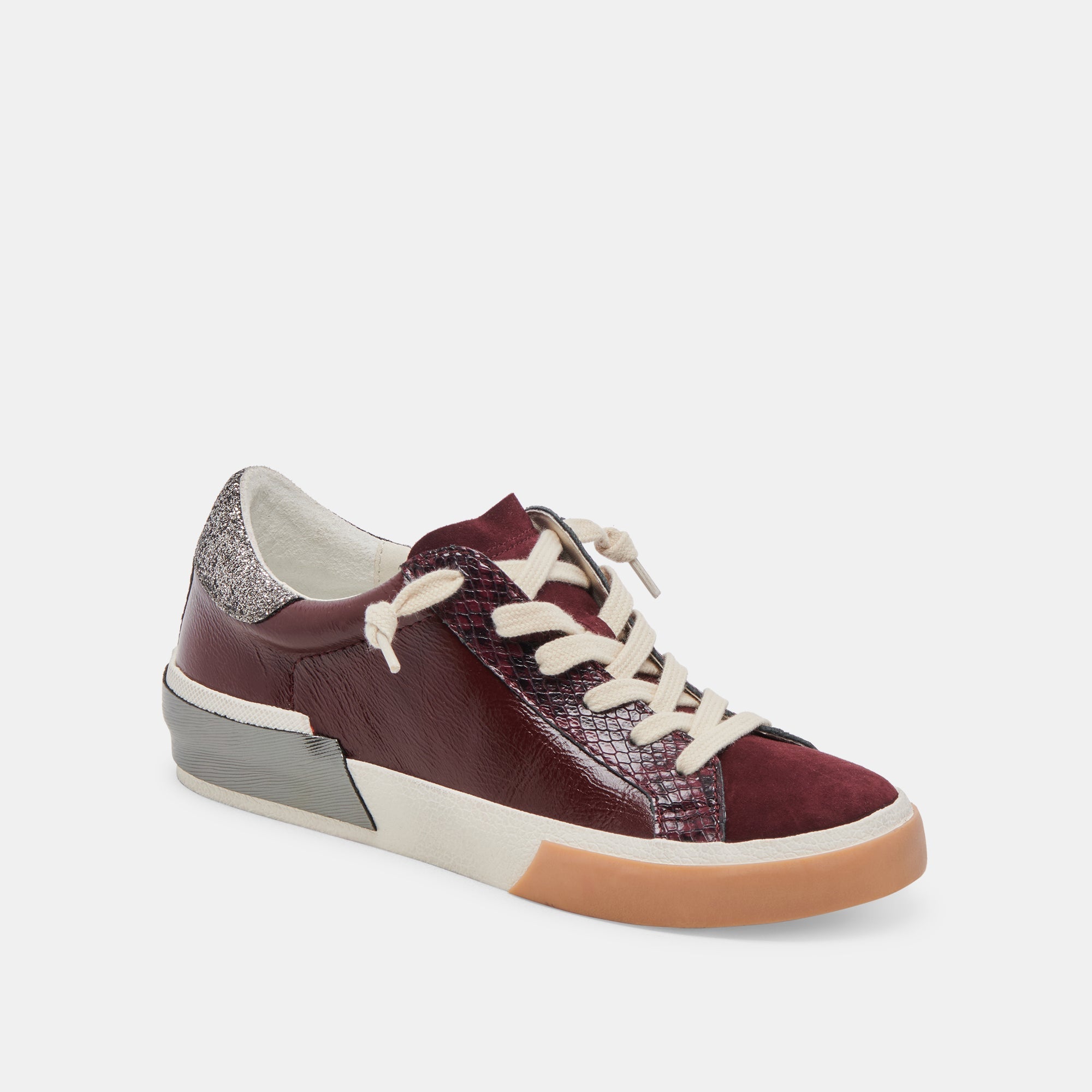 ZINA SNEAKERS BURGUNDY CRINKLE PATENT - re:vita
