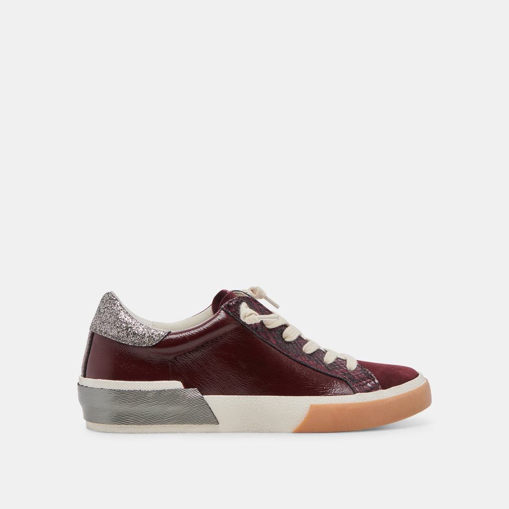 ZINA SNEAKERS BURGUNDY CRINKLE PATENT - re:vita