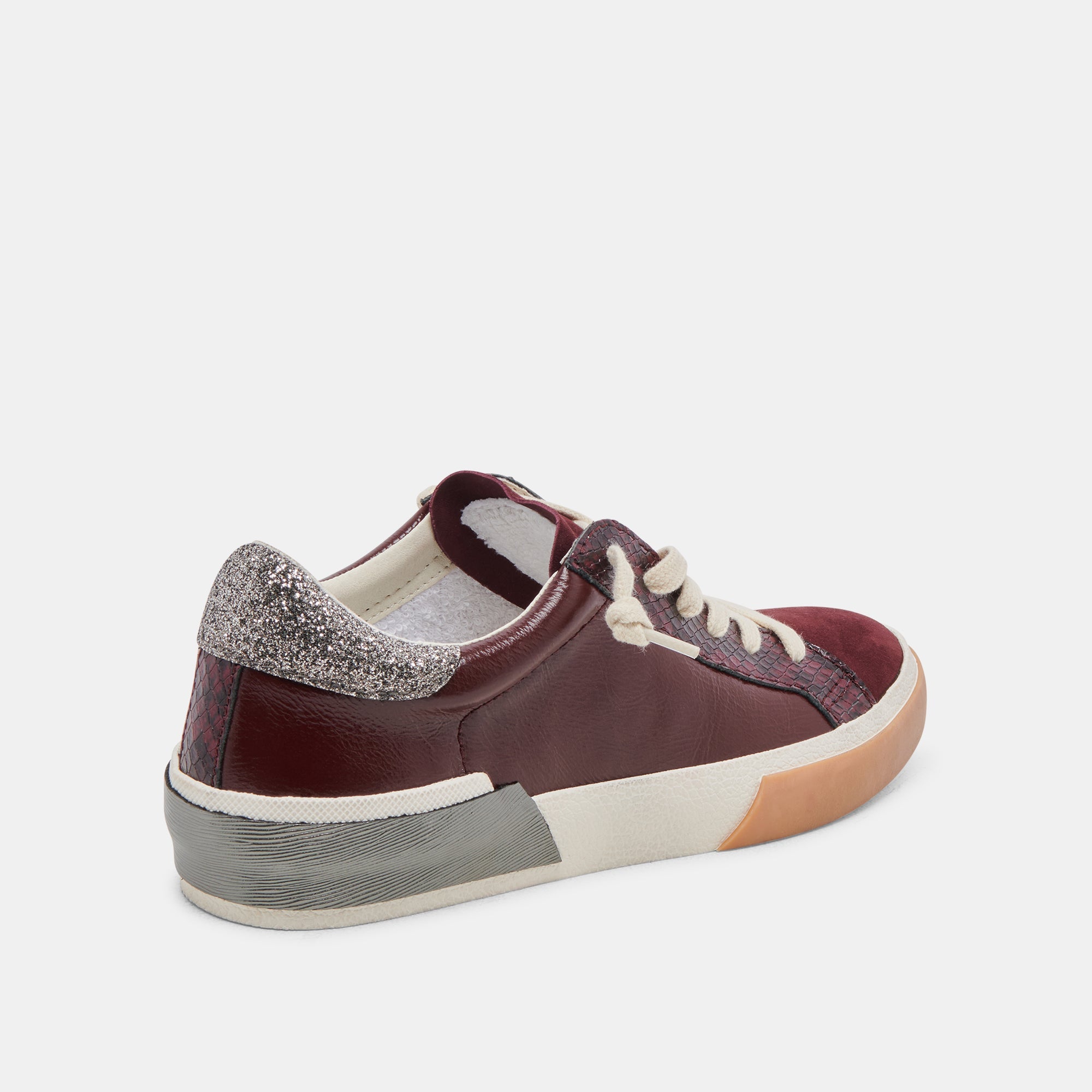 ZINA SNEAKERS BURGUNDY CRINKLE PATENT - re:vita