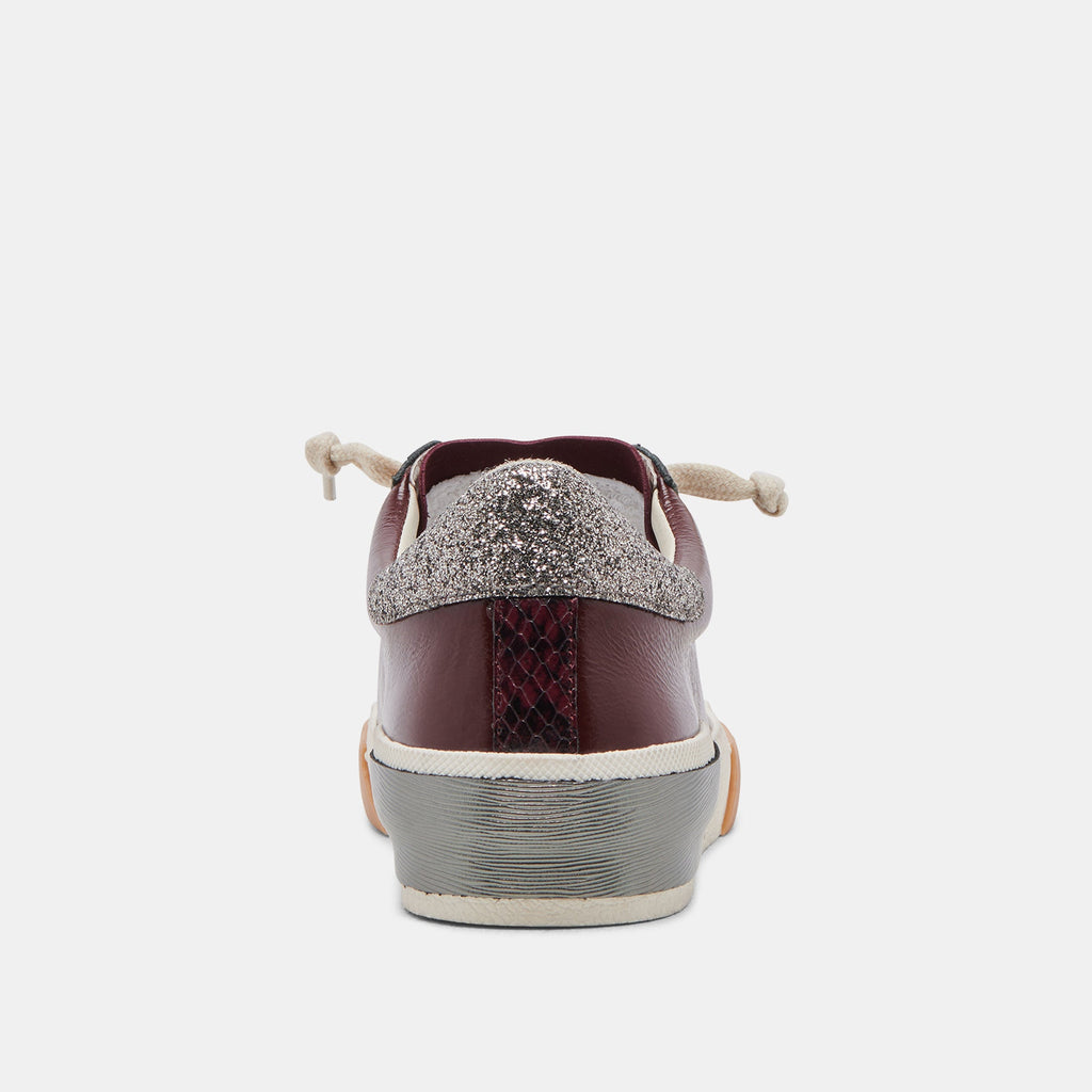 ZINA SNEAKERS BURGUNDY CRINKLE PATENT - re:vita