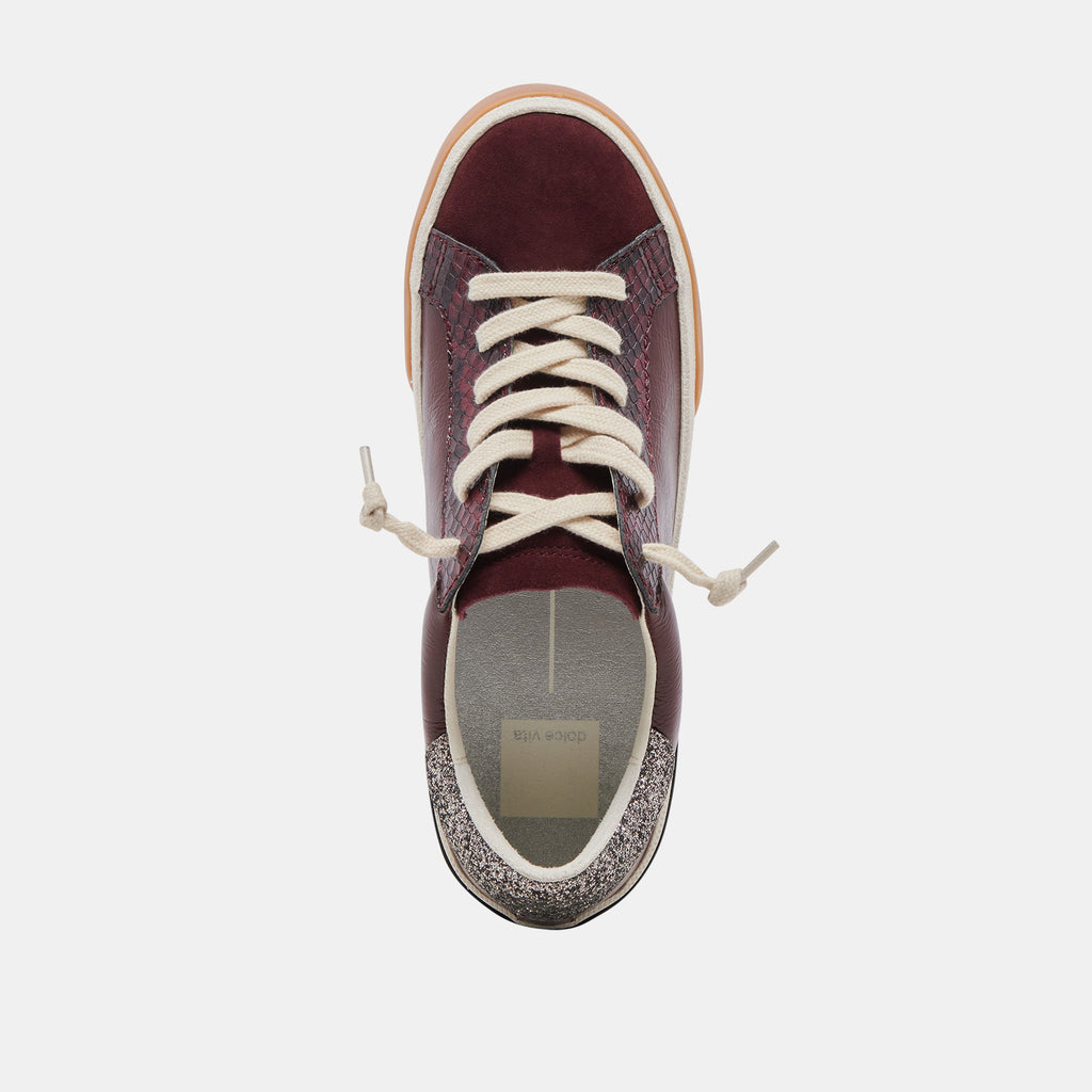 ZINA SNEAKERS BURGUNDY CRINKLE PATENT - re:vita