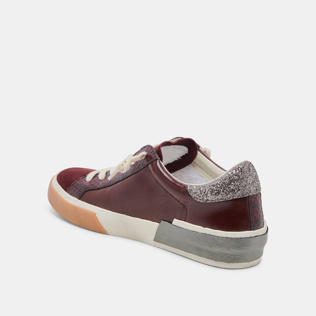 ZINA SNEAKERS BURGUNDY CRINKLE PATENT - re:vita