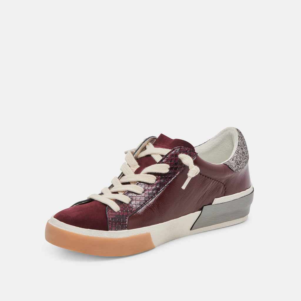 ZINA SNEAKERS BURGUNDY CRINKLE PATENT - re:vita