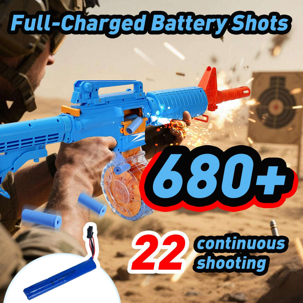 Semi-Automatic Toy Gun with Rechargeable Battery, 22-Round Magazine, Shell Ejection Feature, Quick Loader, and High-Speed Accuracy