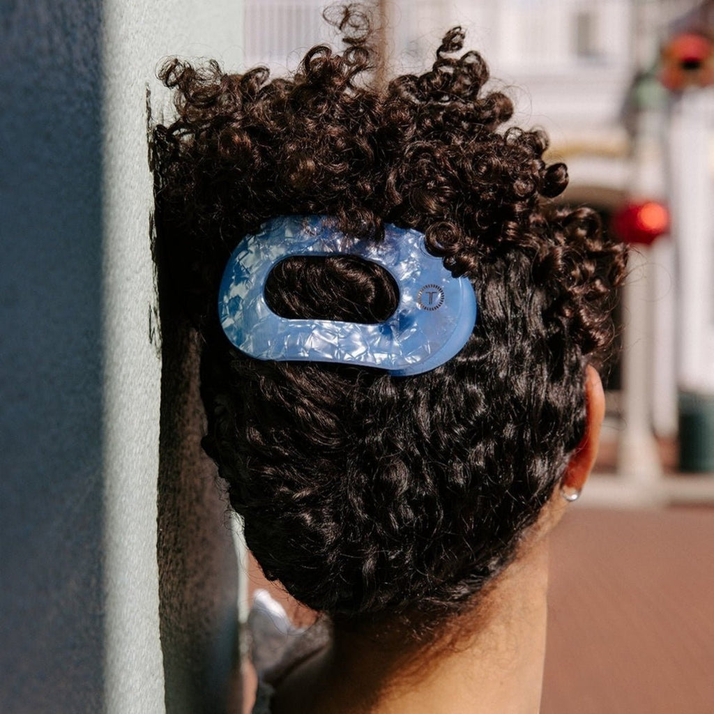 Blue Lagoon Large Flat Round Hair Clip