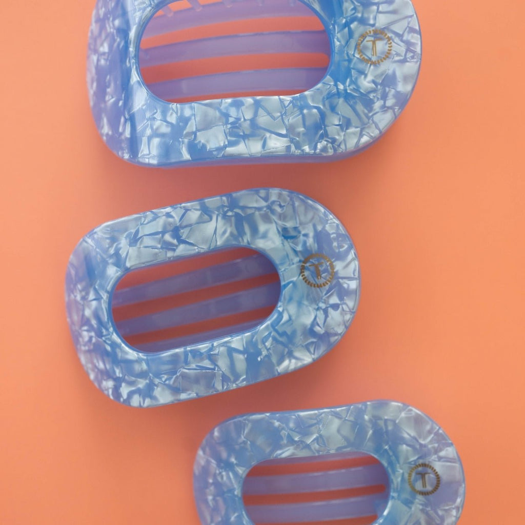 Blue Lagoon Medium Flat Round Hair Clip